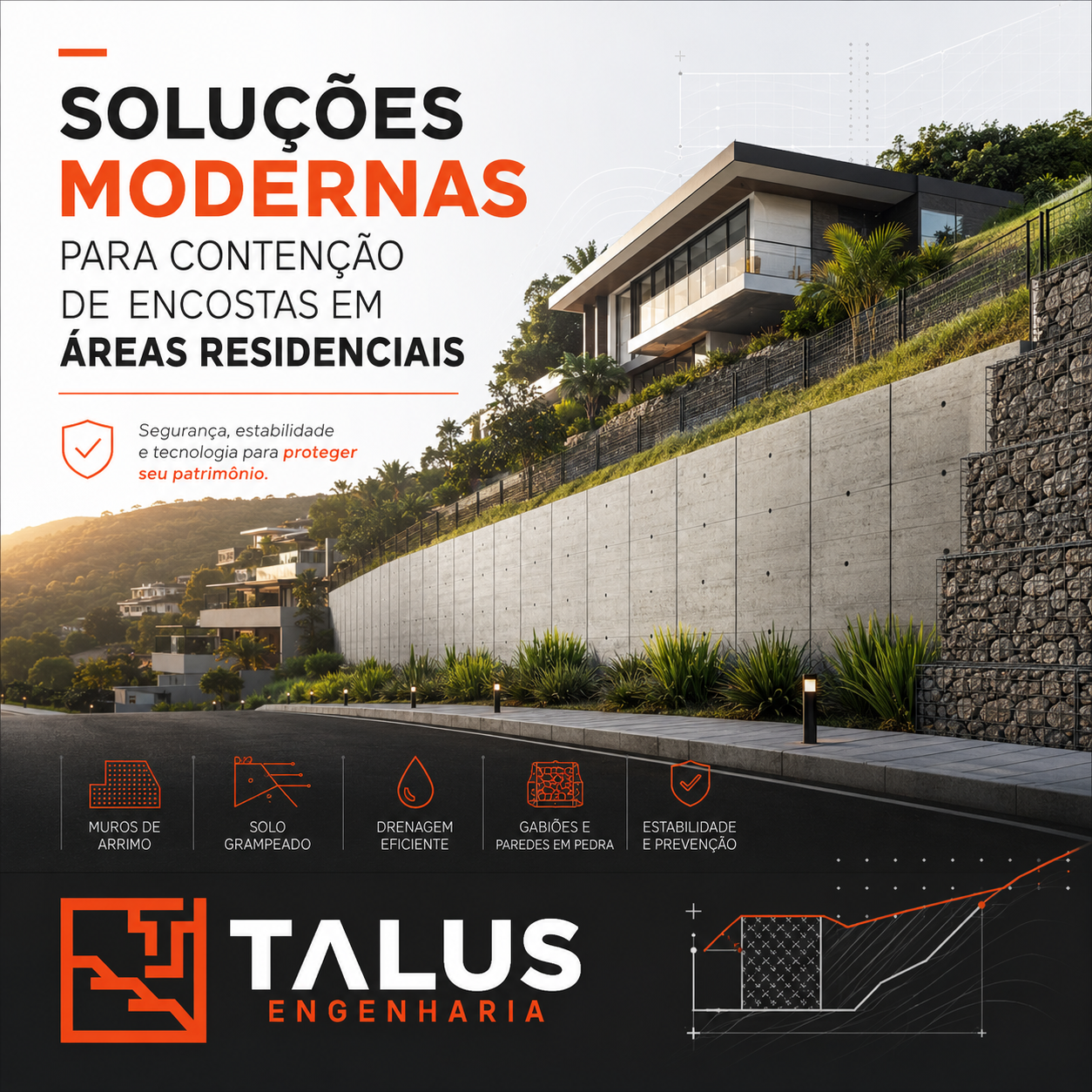 Soluções modernas para contenção de encostas em áreas residenciais