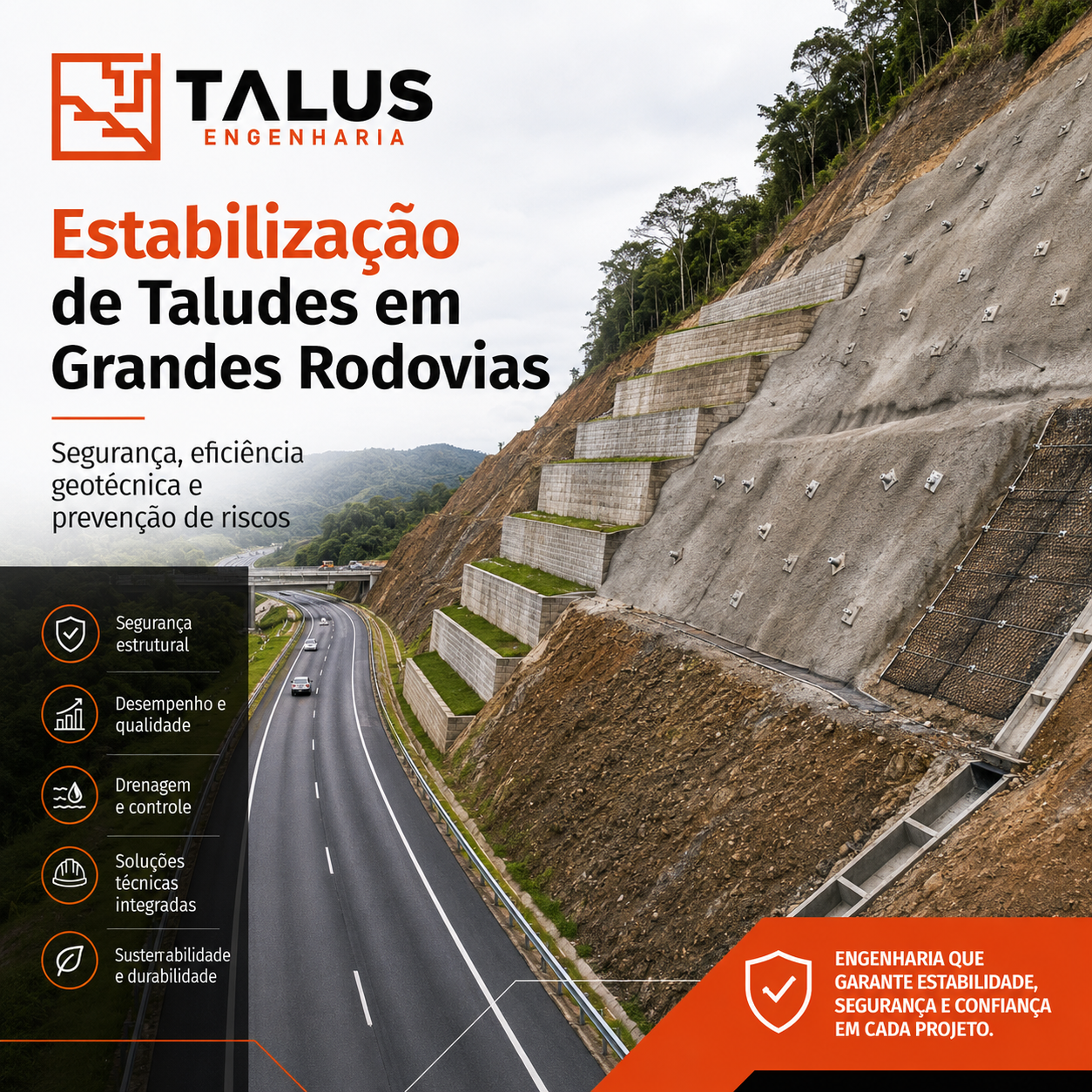 Técnicas de estabilização de taludes usadas em grandes rodovias Segurança e eficiência geotécnica