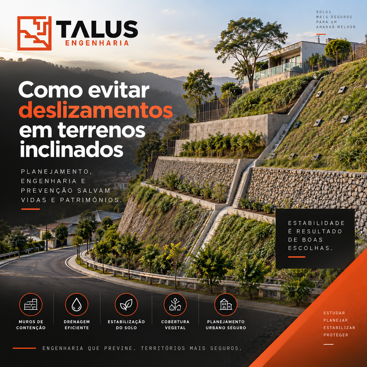 Como evacitar deslizamentos em terrenos inclinados soluções de engenharia para proteger terrenos, imóveis e estruturas
